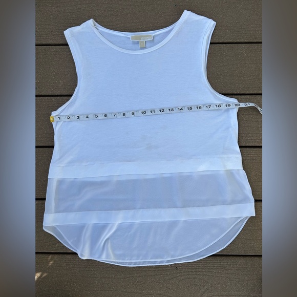 73. Michael Kors Women’s White Tiered Sleeveless Chiffon Hem Tank Top. Size XL - Picture 9 of 13